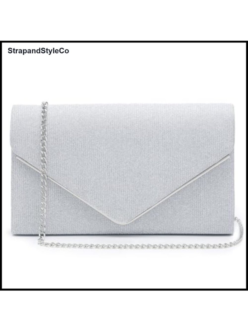 Glitter Frosted Clutch Evening Bag with Chain Strap